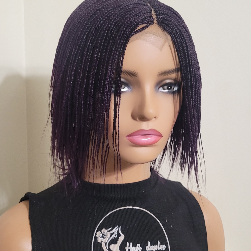 Purple Micro Braid Lace Front Wig - Women Hair